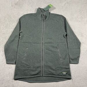 LL Bean Sweater Coat Womens Medium Fleece Layer Full Zip Green Regular New
